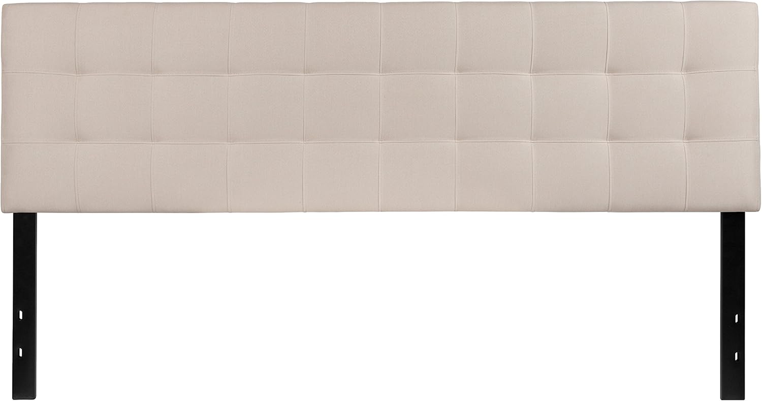Flash Furniture Bedford Box Stitch Tufted Upholstered King Size Headboard in Beige Fabric