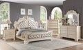 First of a Kind Victoria Off White Traditional 5 Piece Queen Bedroom Set with Upholstered Tufted Headboard Elegant European Inspired Design Coordinated Furniture Collection
