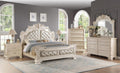 First of a Kind Victoria Off White Traditional 5 Piece King Bedroom Set with Upholstered Tufted Headboard Elegant European Inspired Design Coordinated Furniture Collection