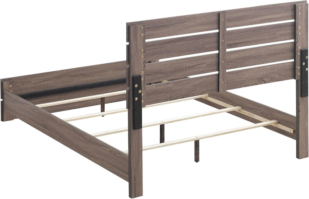 Coaster Home Furnishings Brantford Farmhouse 5-Piece Bedroom Set Queen Size Panel Bed Frame 52-inch Headboard Barrel Oak 207041Q-S5