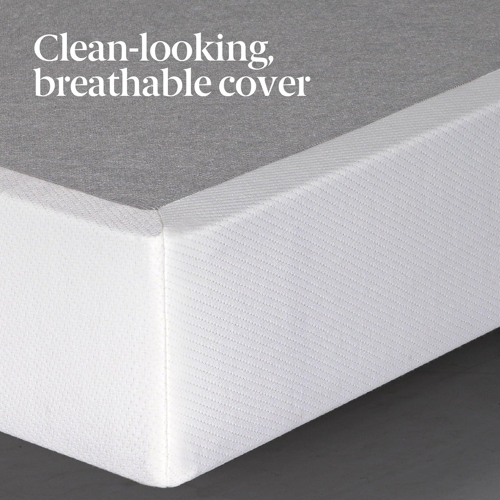 ZINUS 7.5 Inch Box Spring with Cover, No Assembly Mattress Foundation, Sturdy Metal Structure, Full, White
