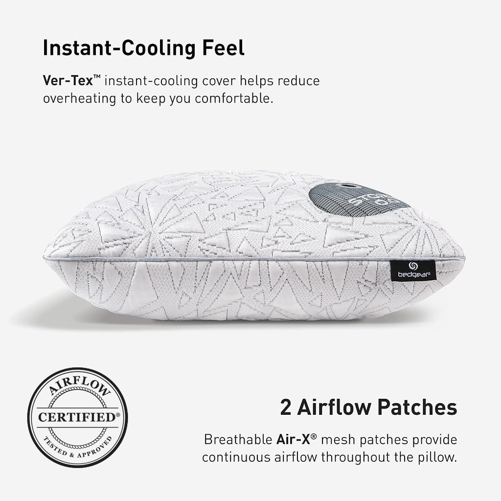 Bedgear Storm Performance Pillow – 0.0 - Cooling Bed Pillow for Hot Sleepers - Medium Firmness Pillow for All Sleep Positions, Washable & Removable Cover - 20' W x 26' L x 4.75' H