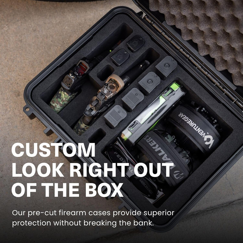 Condition 1 16' Pistol Case, Model 179, Heavy Duty Waterproof Hard Gun Case with Slot Mag with Pre-Cut Foam