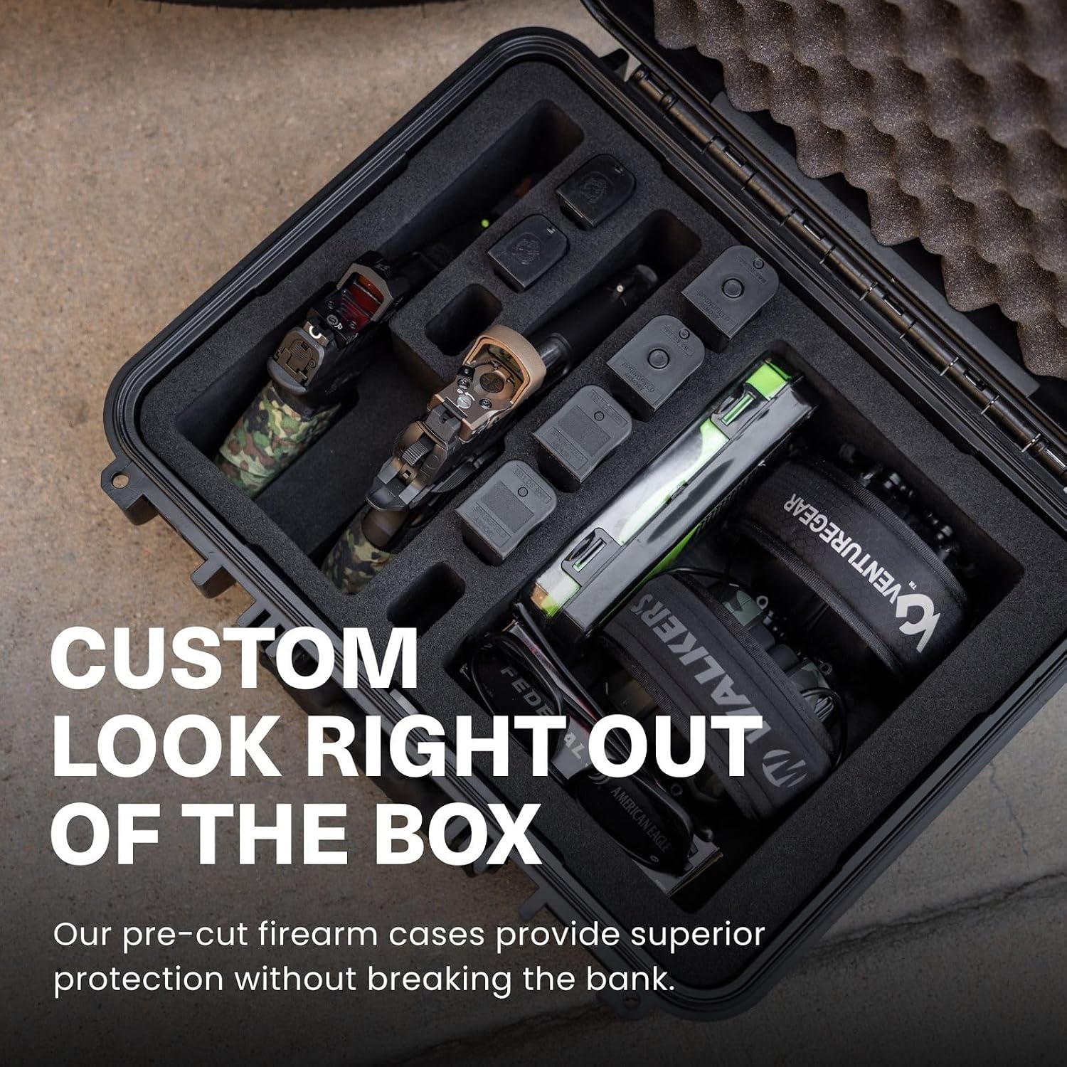Condition 1 16' Pistol Case, Model 179, Heavy Duty Waterproof Hard Gun Case with Slot Mag with Pre-Cut Foam