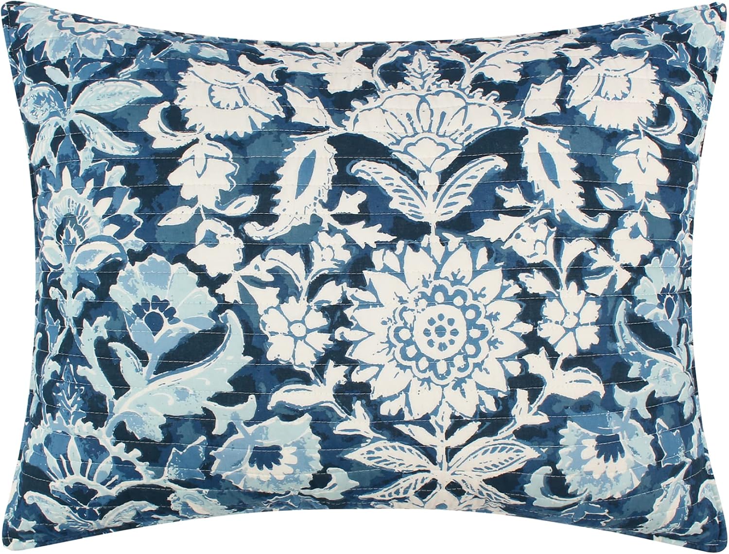 Levtex Home - Laure Indigo Quilt Set - King Quilt and Two King Shams - Floral - Indigo, Blue and White - Quilt (106x92in.) and Shams (20x36in.) - Reversible - Cotton