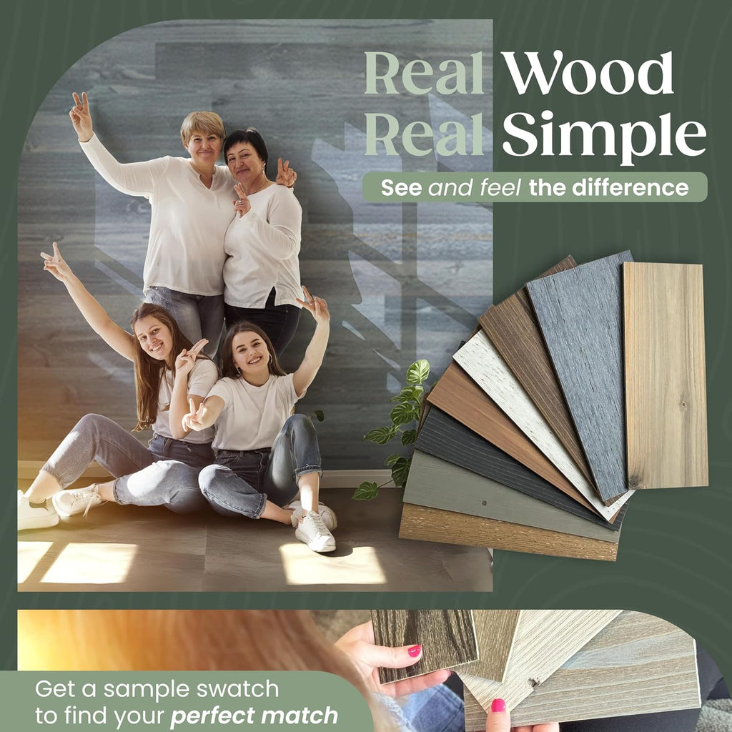 TIMBERCHiC 100% Reclaimed Wood Wall Planks - Made in USA - Peel-and-Stick Panels for Interior Decor - DIY Accent Wall Panels, Fog Lake (3' x 10 Sq Ft)