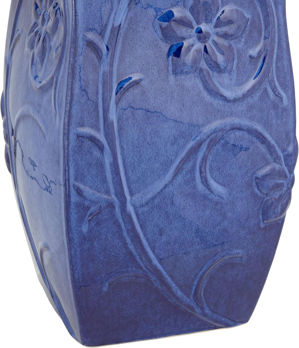 Periwinkle 29 1/4' High Large Zen Outdoor Cottage Core Decor Blue Ceramic Floor Fountain with Light LED Ball Standing Sphere Bubbler Water Feature for Outside Garden Patio Yard - John Timberland