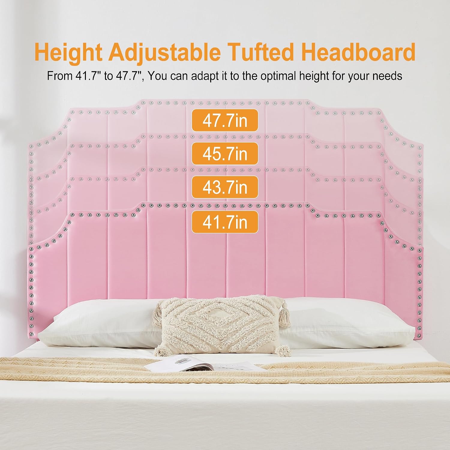 VECELO Full Upholstered Platform Bed Frame with 4 Storage Drawers,Velvet Vintage Full Bed with Nailhead Trim,Tufted Height Adjustable Headboard,Wooden Slats/No Box Spring Needed/Easy Assembly