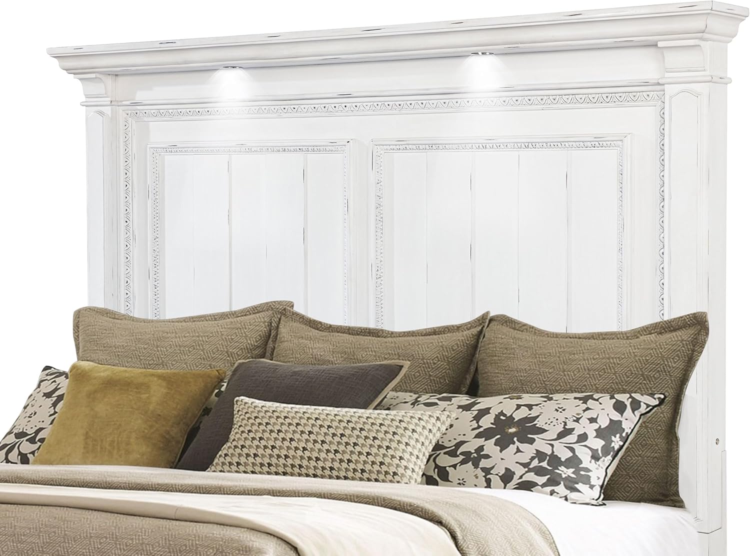 Coaster Home Furnishings - McKinney - Wood - 5-Piece Bedroom Set with Crown Moldings and USB Ports - Bedroom - Queen Size - Vintage White - 215871Q-S5