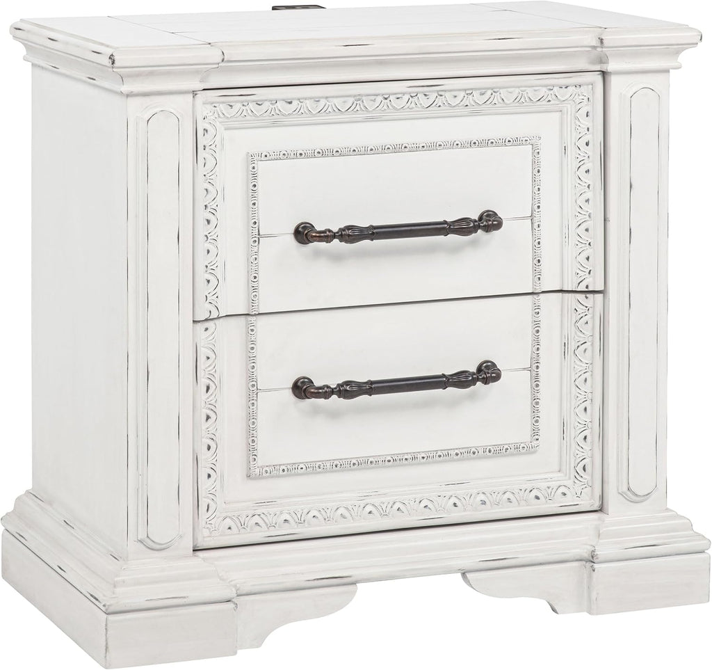 Coaster Home Furnishings - McKinney - Wood - 4-Piece Bedroom Set with Crown Moldings and USB Ports - Bedroom - Queen Size - Vintage White - 215871Q-S4