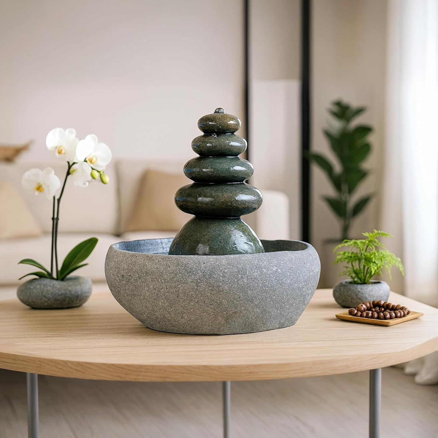 Garden Age Supply Quintuple Rock Cairn Tabletop Water Fountain, Five Rock Fountain Perfect for Indoor Decoration