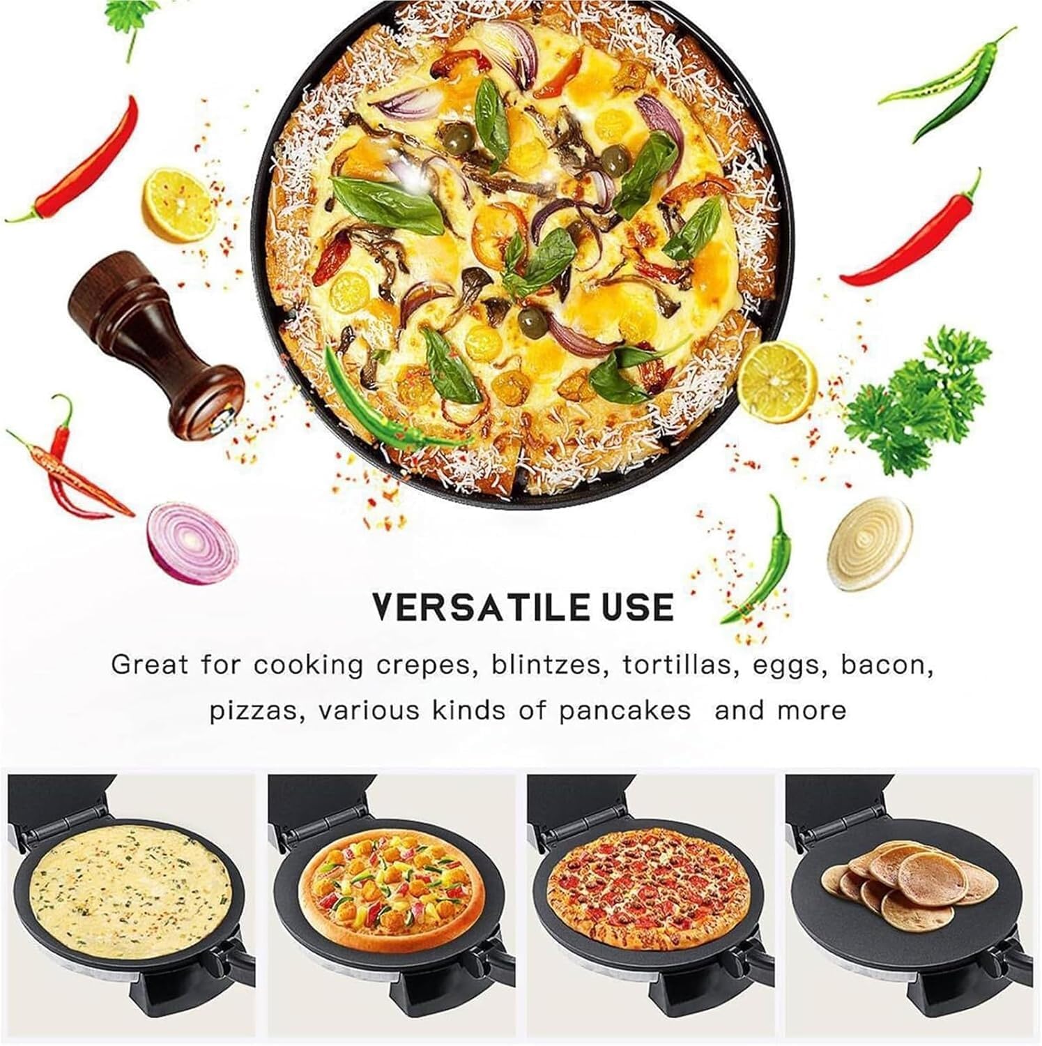 12-Inch Electric Roti Maker & Tortilla Machine – Automatic with Indicator Lights, Adjustable Temperature, Double-Sided Heating for Perfect Quesadillas & Cooked Flatbreads