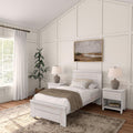 Plank+Beam Rustic Wood Twin Bed Frame, Platform Bed with Headboard, Solid, White Wash