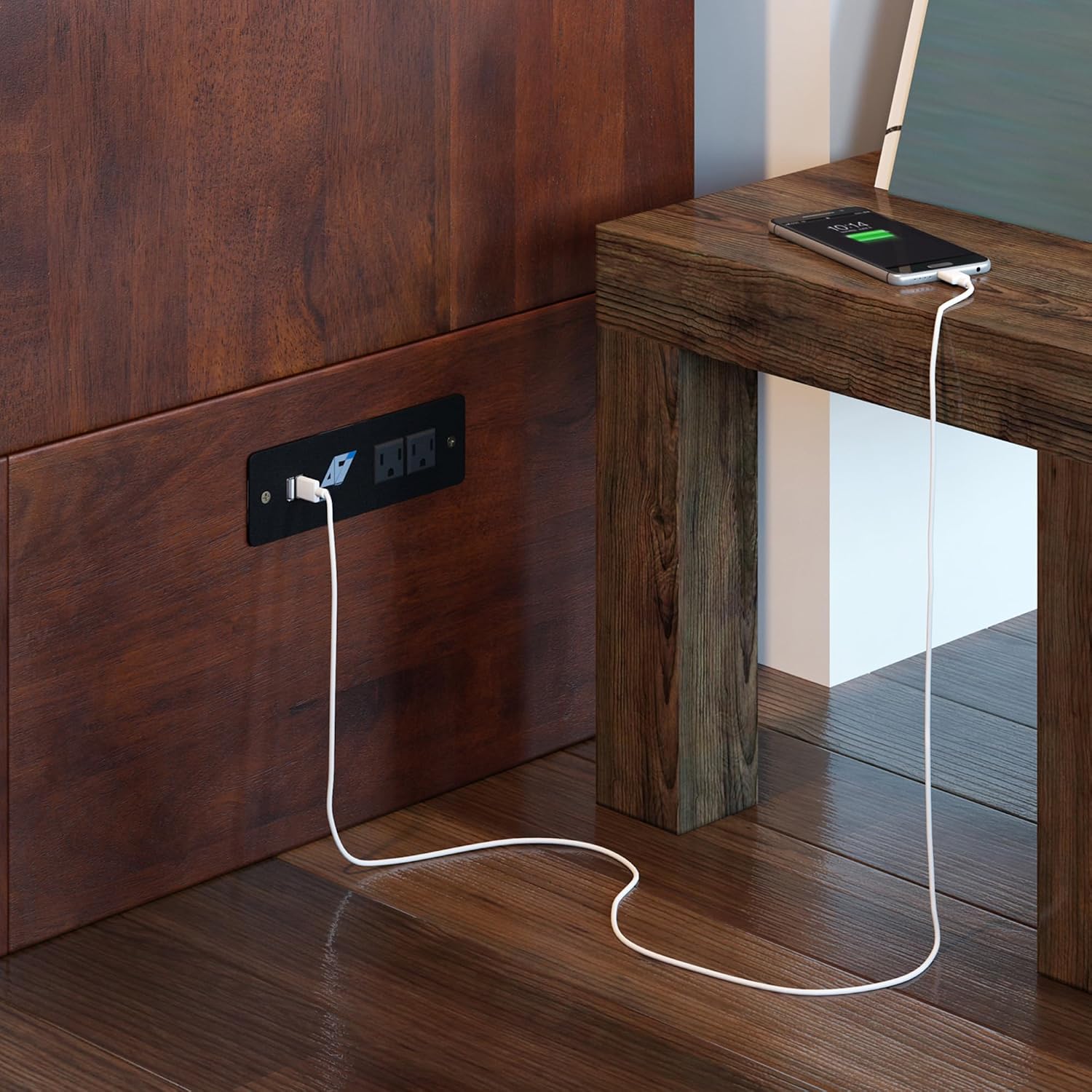 AFI, Southampton Murphy Bed Chest Twin XL with 6' Mattress, Storage Drawer & Built-in USB Charger, Walnut