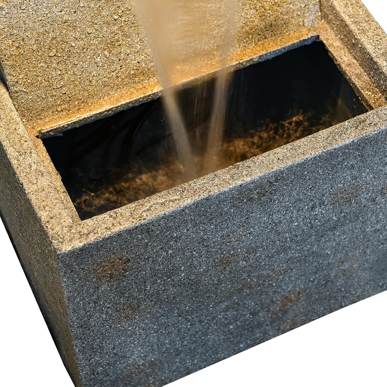 35.83'' Outdoor Garden Cascading Stone Floor-Standing Waterfall Fountain with LED Lights for Patio, Backyard, Deck, Porch and Home Art Decor