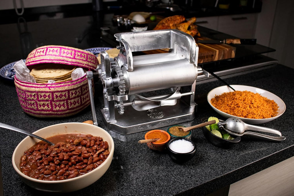 Tortilla Press/Maker with Rollers - Easy One-Handed Operation, Quick-Release Clamp, Setup & Recipe Guide - MEXIHCATL MERCHANDISE