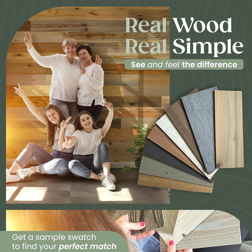 TIMBERCHiC 100% Reclaimed Wood Wall Planks - Made in USA - Peel-and-Stick Panels for Interior Decor - DIY Accent Wall Panels, River Planks (3' x 10 Sq Ft)