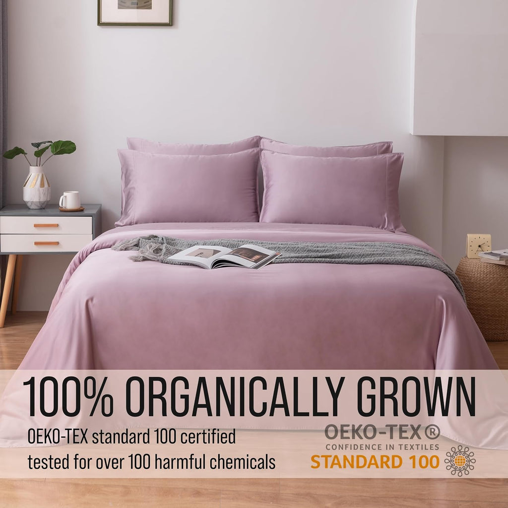 Bella Coterie 6 Piece Luxury Bamboo Viscose King Size Sheet Set | 100% Organically Grown | Cooling for Hot Sleepers | 18' Deep Pocket | Soft & Hypoallergenic | 4 Pillowcases [Lilac]