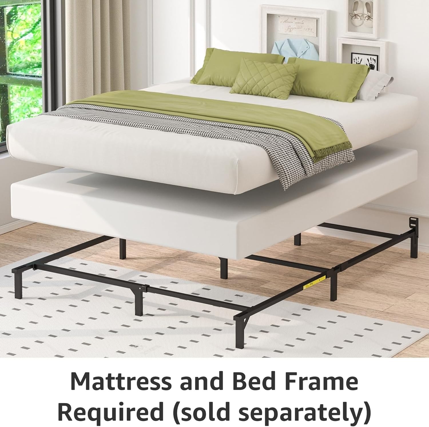 Amazon Basics Smart Box Spring Bed Base, 5-Inch Height Mattress Foundation, Tool-Free Easy Assembly, King, 79' x 75.5' x 5', White