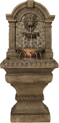 Royal Lions Head 51' High Large Italian Outdoor Decor Faux Stone Floor Fountain with Light Statue Waterfall Standing Tiered Water Feature for Outside Garden Patio Yard Backyard Porch - John Timberland