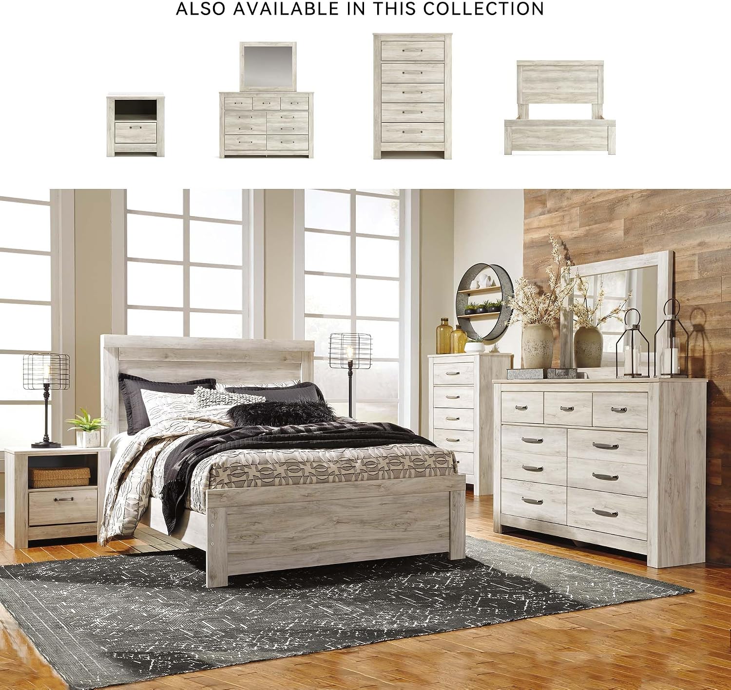 Signature Design by Ashley Bellaby Vintage Farmhouse 5 Drawer Chest of Drawers, Whitewash