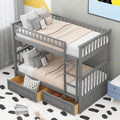 Harper & Bright Convertible Wood Twin-Over-Twin Bunk Bed with Storage Drawers and Ladder - Can Be Divided Into Two Daybeds (Grey)