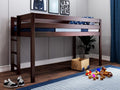 Jackpot! Contemporary Low Loft Twin Bed with End Ladder, Cherry