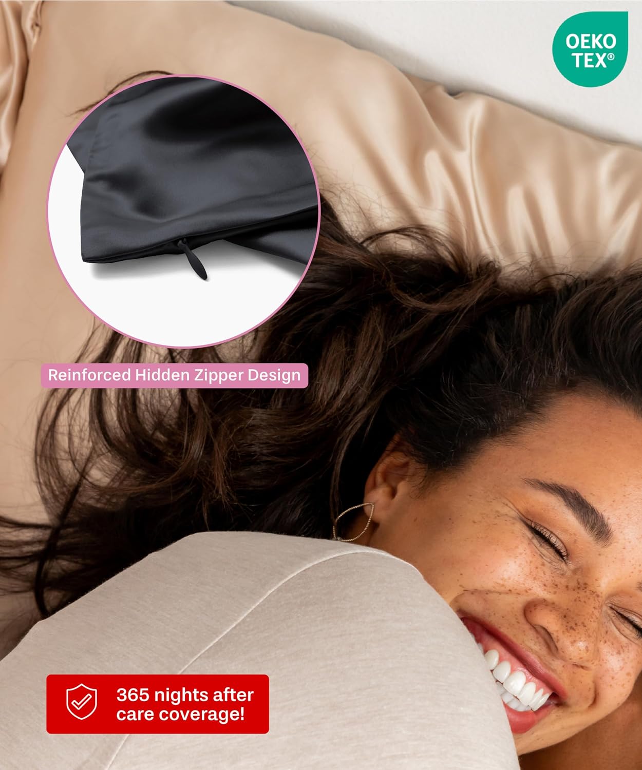 SUNDAYSILKS™ | Silk Pillow Cases 2 Pack | 22 Momme Mulberry Silk Pillowcase Set of 2 | All Sides 100% Pure Silk Slip Pillowcases Bliss for Women, Zipper | Standard Queen, King Size [Midnight Black]