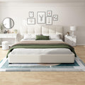 JIVOIT King Size Platform Bed, Boucle Upholstered Platform Bed with Curved Tufted Headboard, Soft Square Corners, Wood Slats Support, No Box Spring Needed