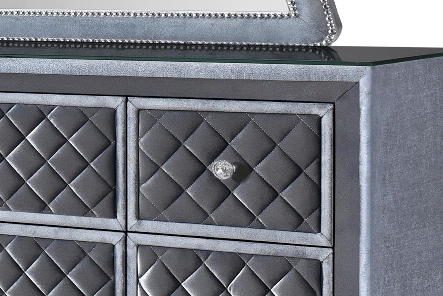 6pc Traditinal Gray Finish Luxury Upholstered Queen Size Panel Bed Set Arched Headboard Master Bedroom Furniture