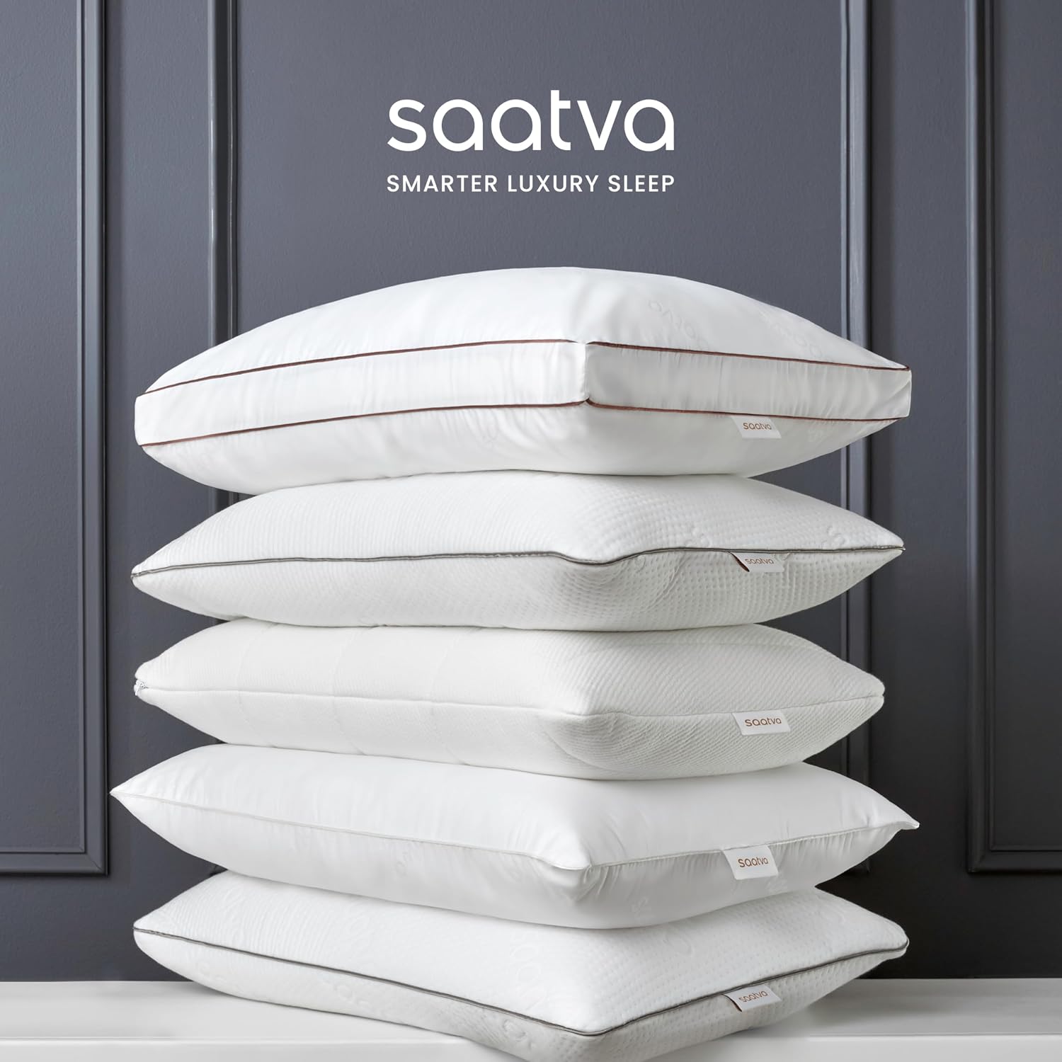 Saatva Latex Pillow - Standard Loft (4' - 5') - Hypoallergenic Pillow with Shredded Latex Core - Breathable - Machine Washable Organic Cotton Cover - King (34'x18') 1 Pack
