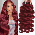 99J Burgundy Human Hair Bundles Body Wave Human Hair 15A,Triple Lifespan Indian Hair,No Tangle Shedding,Multiple Washes Keep Texture Silky Soft (99J burgundy bundles, 14 16 18 20)