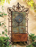 Ibizi 33' High Large Rustic Traditional Indoor Outdoor Decor Faux Stone Wall Fountain with Light LED Waterfall Iron Scroll Water Feature for Outside Garden Patio Yard Backyard Porch - John Timberland