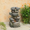 Sunlinua 28.6' H Outdoor Water Fountain with 4 Tiers Cascading Realistic Rock Waterfall Fountains with LED Lights Outdoor Water Fountain for Garden Patio Backyard Porch Home Decor