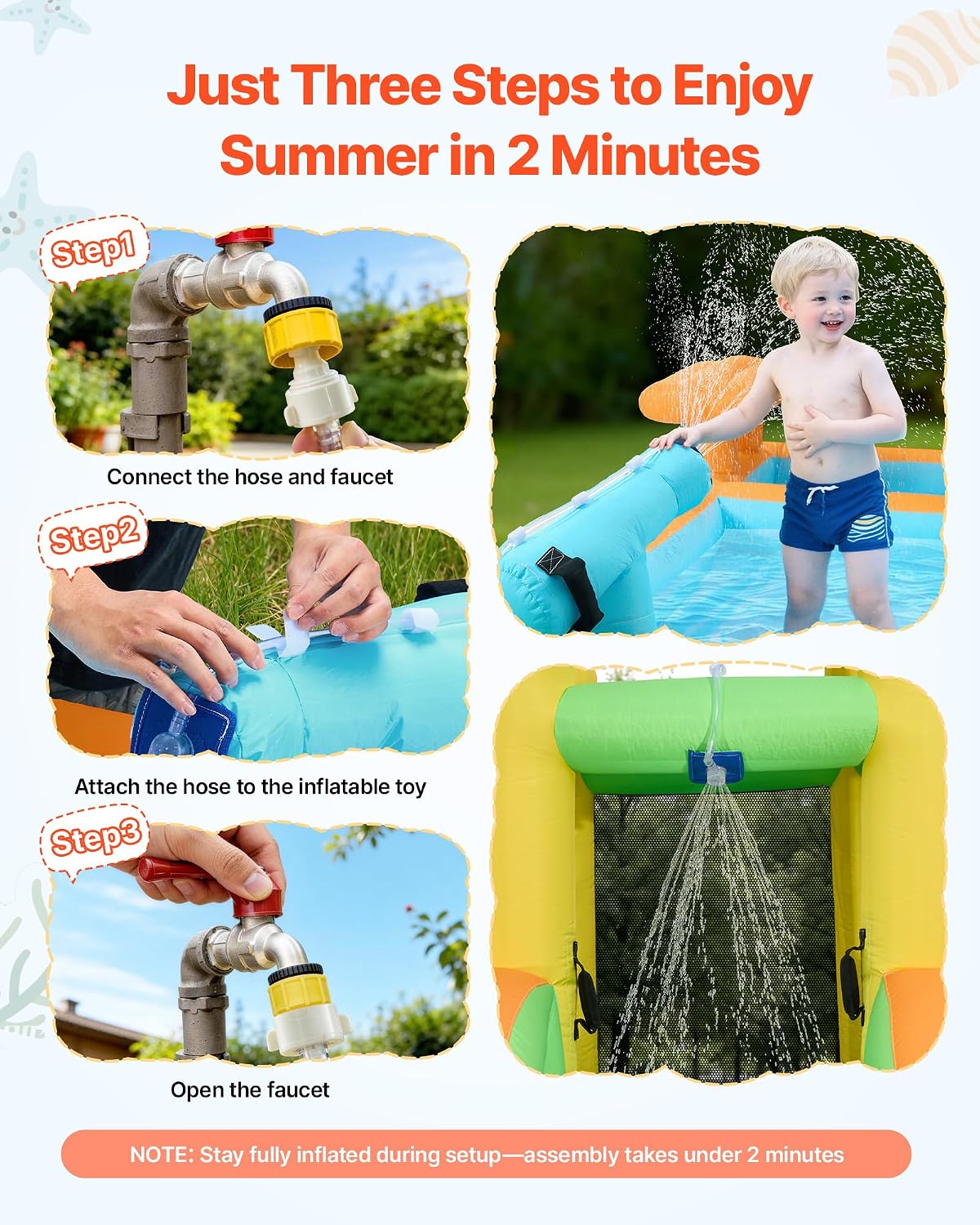 VEVOR Inflatable Pretend Market Bounce House with Blower Large 6-in-1 Kids Water Slide Castle with Splash Pool Climbing Wall Play Booth & Bounce Area for Kids