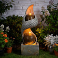 42.9'H Large Water Fountains Outdoor,Modern Spiral Water Fountain Outdoor with Dual Spheres Zen Water Feature Floor Fountain with Light LED Waterfall for Outside Deck, Patio, Porch, Garden, Yard Decor