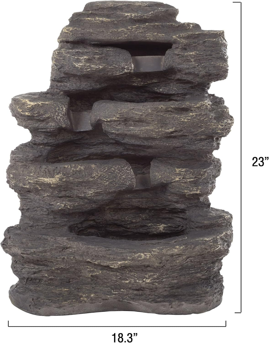 Outdoor Water Fountain With Cascading Waterfall, Natural Looking Stone and Soothing Sound for Decor on Lawn, Garden, and Patio By Pure Garden,Brown, 18.3x12.3