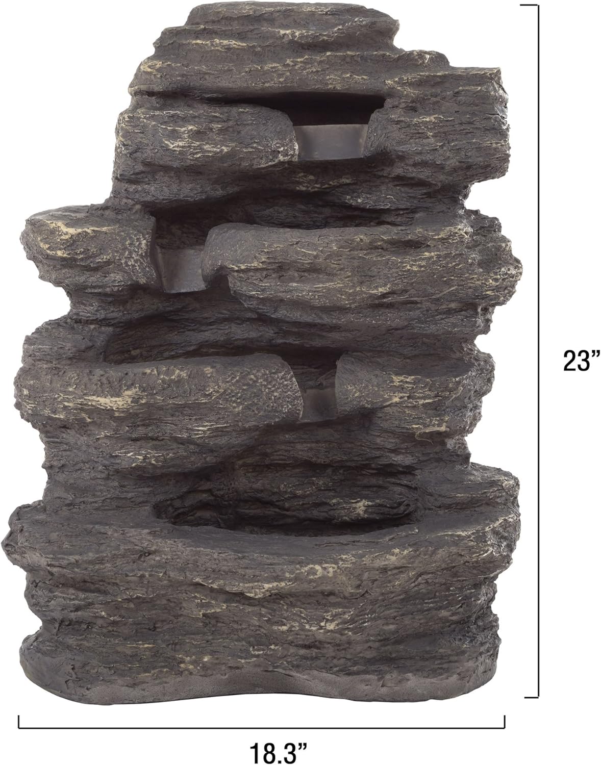 Outdoor Water Fountain With Cascading Waterfall, Natural Looking Stone and Soothing Sound for Decor on Lawn, Garden, and Patio By Pure Garden,Brown, 18.3x12.3