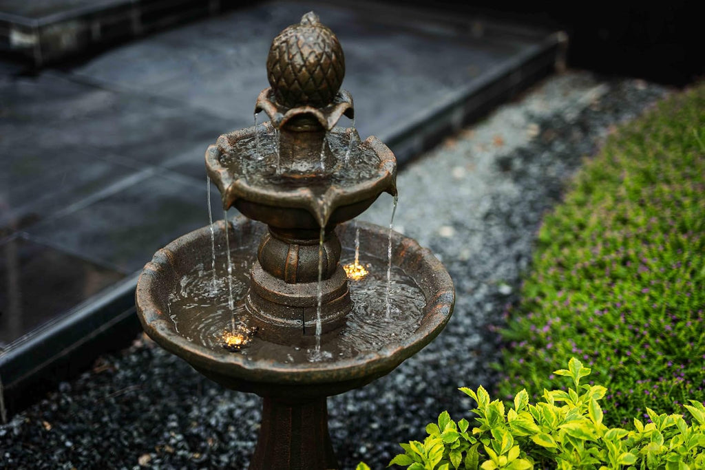 3 Tiered Water Fountains Outdoor –42.2'' Tall, Like Stone Bird Bath for Outside, Elegant Waterfall Feature for Garden, Yard, Patio (Bronze Color)