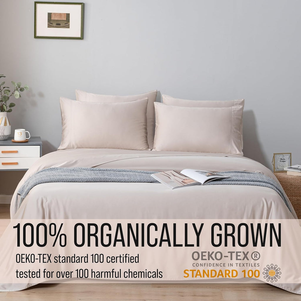 Bella Coterie 6 Piece Luxury Bamboo Viscose King Size Sheet Set | 100% Organically Grown | Cooling for Hot Sleepers | 18' Deep Pocket | Soft & Hypoallergenic | 4 Pillowcases [Dune]