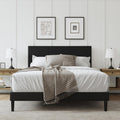 Full Size Bed Frame with Headboard, Velvet Upholstered Platform Bed Frame, Sturdy Slatted Support for Springless Mattresses, Silent Operation, Easy to Assemble, Black