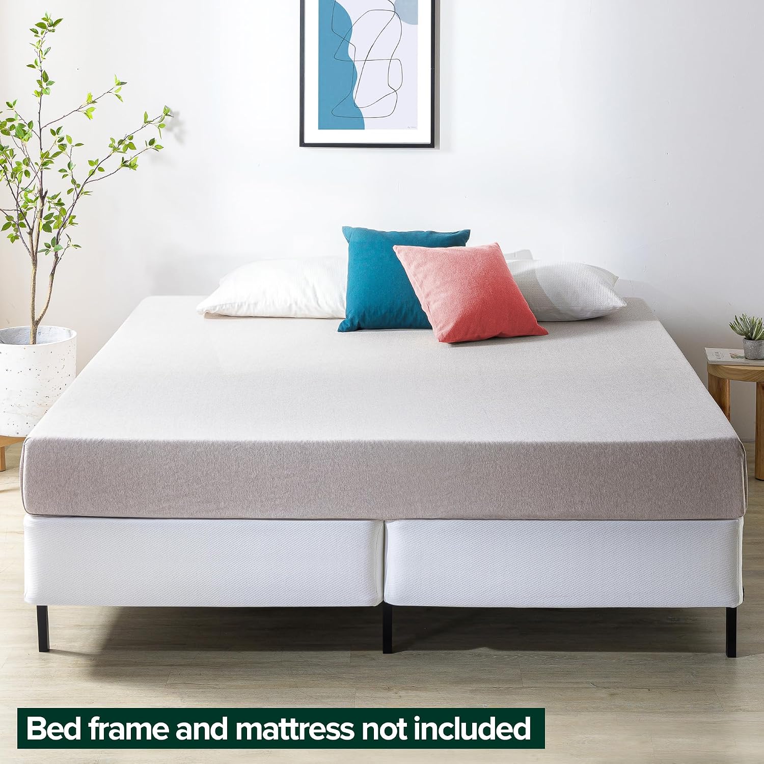 ZINUS 9 Inch No Assembly Metal Box Spring, Cool Mattress Foundation, Sturdy Metal Structure, Split King, White
