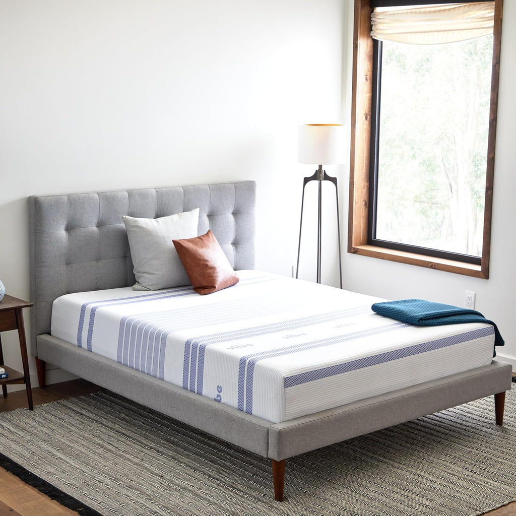 Vibe Gel Memory Foam Mattress, 12-Inch CertiPUR-US Certified Bed-in-a-Box, Queen, White