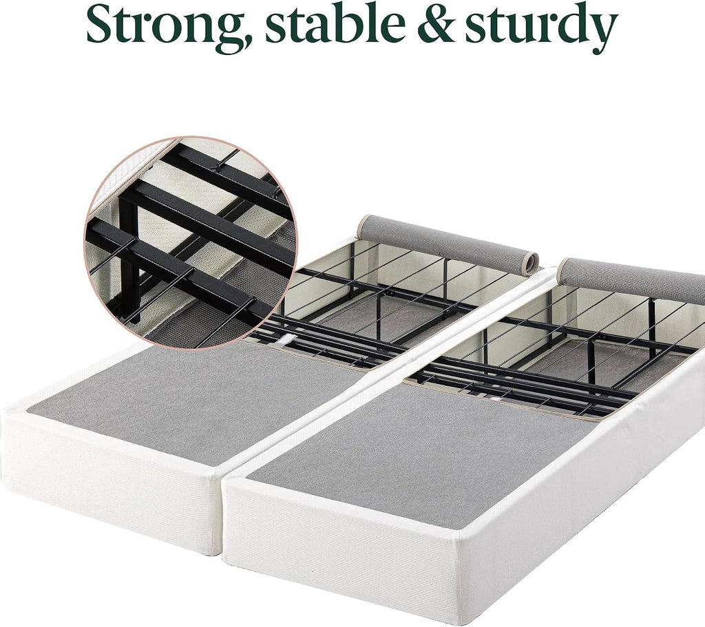 ZINUS 9 Inch No Assembly Metal Box Spring, Cool Mattress Foundation, Sturdy Metal Structure, Split King, White