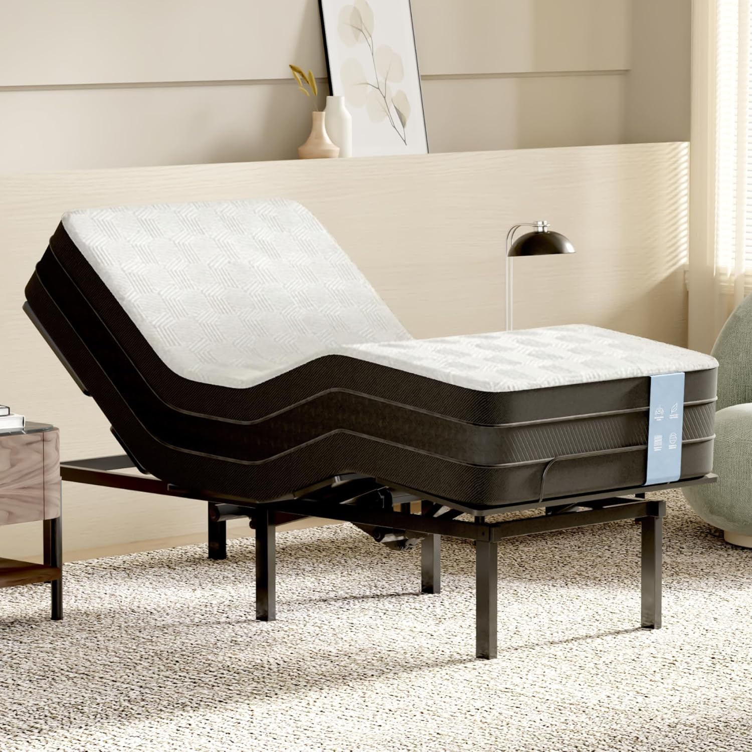 FLEXISPOT S2E-PRO Adjustable Bed Frame Base Twin XL with 12-Inch Cooling Gel Memory Foam Mattress, Head and Foot Incline, Zero Gravity, One-Touch Flat, 2 Memory Settings, Wireless Remote, Flashlight
