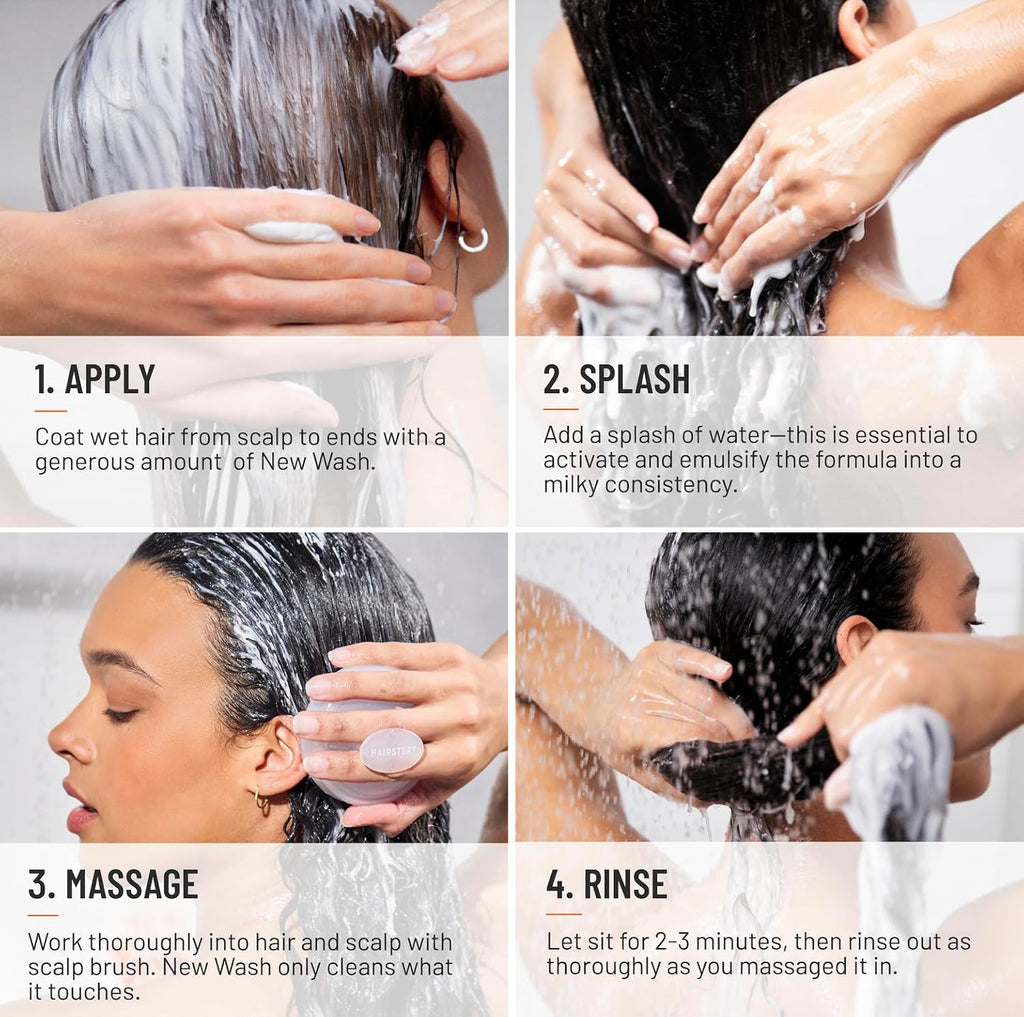 Hairstory New Wash Rich – Detergent Free Shampoo for Thick Curly Coarse Hair, Sulfate Free Deep Moisture Cleansing Cream, Shampoo and Conditioner Alternative, 20 Fl Oz Refill Pouch