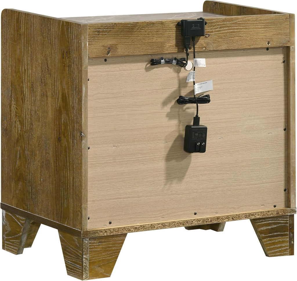 Coaster Home Furnishings - Henderson - Wood - 5-Piece Bedroom Set with Bookcase Headboard, USB Charging and Rustic Style - Bedroom - Queen Size - Medium Oak - 222971Q-S5