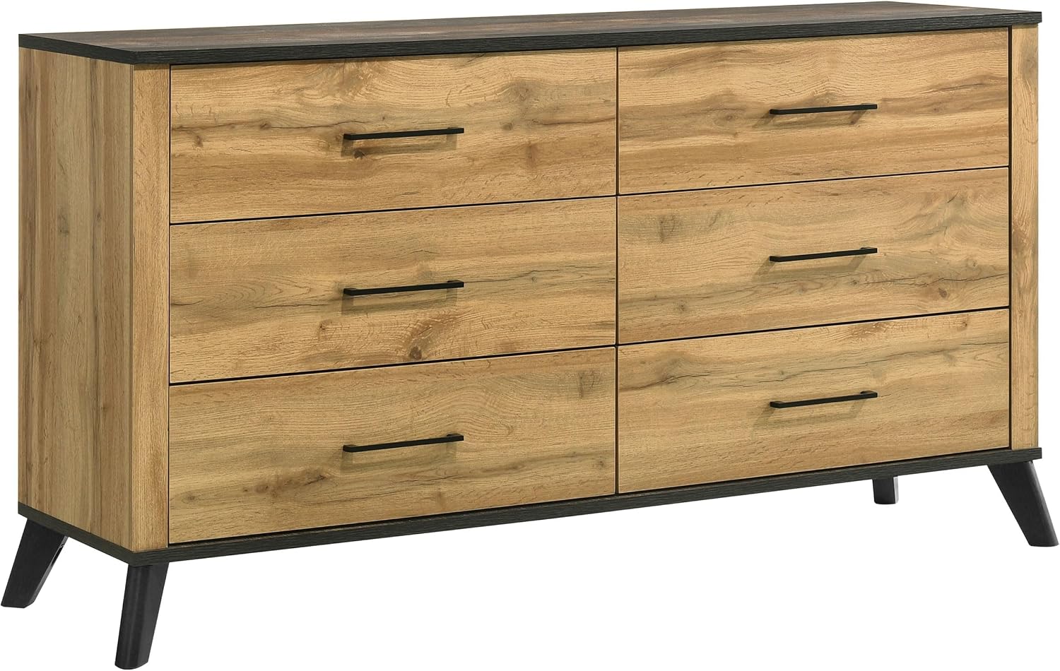 Coaster Home Furnishings Kaywood Mid-Century Modern 5-Piece Bedroom Set Queen Size Panel Bed Frame 52-inch Headboard Weathered Brown and Natural Pine 225001Q-S5