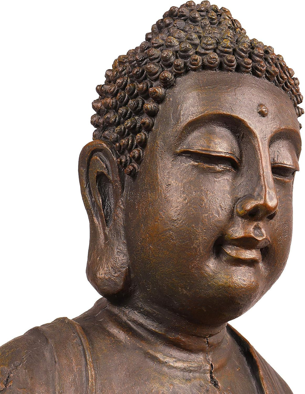 Alpine Corporation GEM122 Outdoor Floor Meditating Soothing Buddha Statue Waterfall Fountain for Garden, 33', Bronze