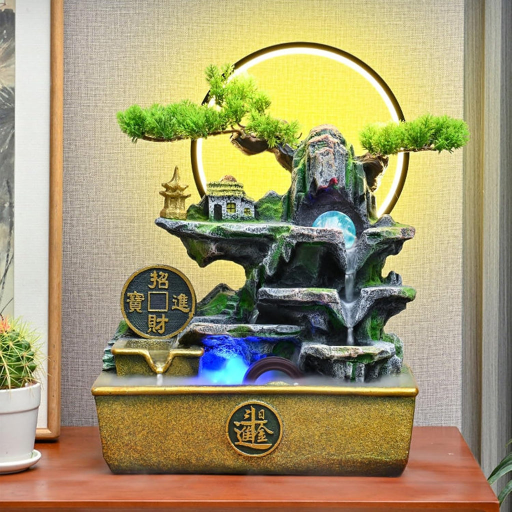 Table Fountain, Waterfall Tabletop, Fountains Indoor, Water Fountain Indoor Decoration, Relaxing Nature Feeling, for Office, Bedroom, Living Room
